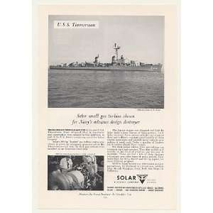 1955 Navy USS Timmerman Ship Solar Gas Turbine Engine Print Ad (44042)