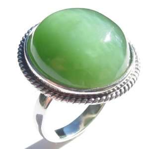    Jade and Sterling Silver Round Ring: Ian and Valeri Co.: Jewelry