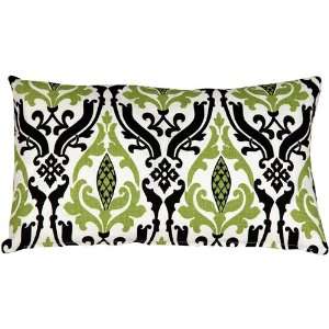  Pillow Decor   Linen Damask Print Green Black 12x20 Throw 