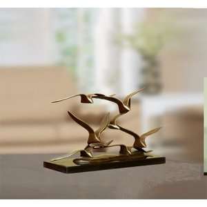   : Flying Coastal Seagulls Bronze and Marble Sculpture: Home & Kitchen