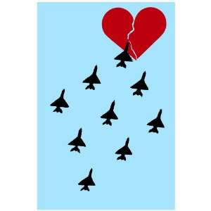 11x 14 Poster. Planes reaching big heart. Decor with Unusual images 