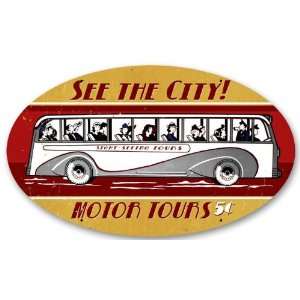  Motor Tours Oval Metal Sign: Home & Kitchen