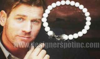   Yurman Mens Spectacular 8mm White Agate Spiritual Bead Bracelet  