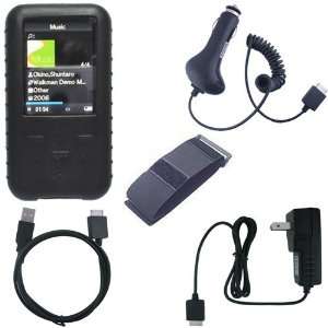  Bundle Pack Black Silicone Skin Case, Car Charger, Wall/Travel 