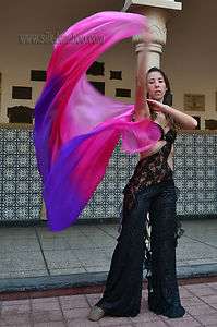 color belly dance silk veils, 114cmx2.7m (45x9)  