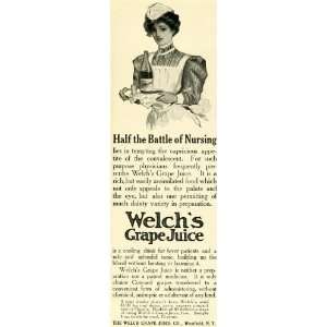  1907 Ad Welchs Grape Juice Healthy Fruit Drink Nurse 
