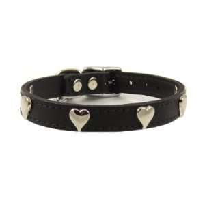  16 Black Hearts Leather Dog Collar By Furry: Pet Supplies
