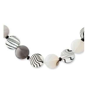  Sterling Silver Black & Grey Agate/MOP/Sardonyx Necklace Jewelry