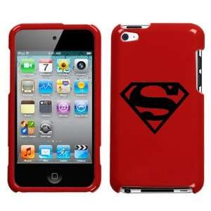 APPLE IPOD TOUCH ITOUCH 4 4TH BLACK SUPERMAN SYMBOL ON A RED HARD CASE 