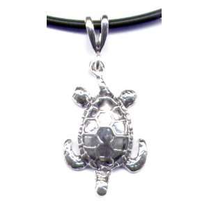  18 Black Sea Turtle Necklace Sterling Silver Jewelry Gift 