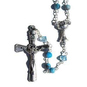  Blue Crazy Lace Agate Rosary Jewelry