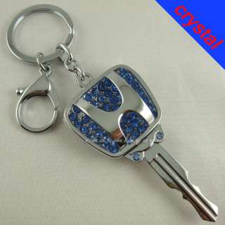 Motor Car Auto Key Ring Keychain Crystal HONDA  Blue  
