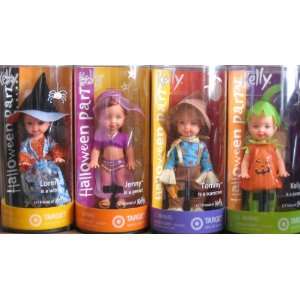 HALLOWEEN PARTY 4 Doll Set w Lorena Witch, Kelly Pumpkin, Jenny Genie 