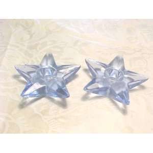  Vintage Pair Toy Blue Star Candleholders 