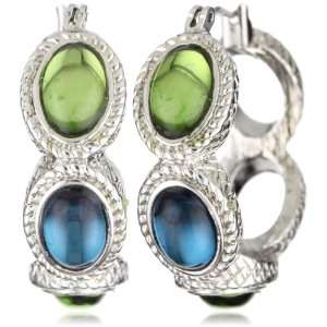  Napier Multi Blue Colored Stone Hoop Earrings Jewelry