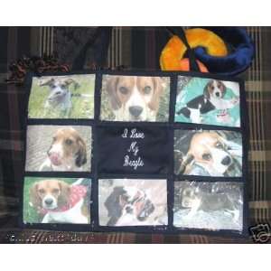   My Beagle / Beagles Dog Personalized Photo Tote Bag (Navy Blue or Red