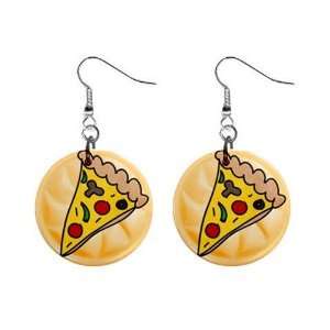  PIZZA SLICE Design Dangle Earrings Jewelry 1 inch Buttons 
