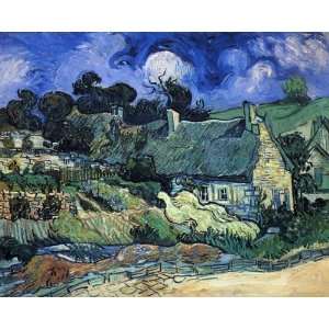  Oil Painting: Houses with Thatched Roofs, Cordeville 