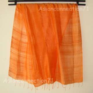 Thai Silk Fabric Scarf Shawl Large New FIERY ORANGE Direct from 