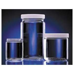 Wheaton Clear Straight Sided Jars with TFE lined Caps, Btl Gls Clr Jar 