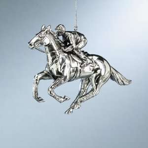  Silvertone Race Horse With Jockey Christmas Ornament 