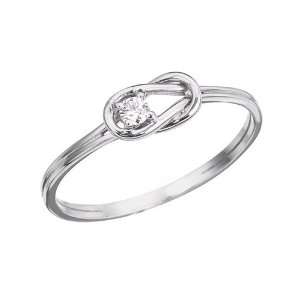  14K White Gold Boaters Knot Diamond Ring (Size 9): Jewelry