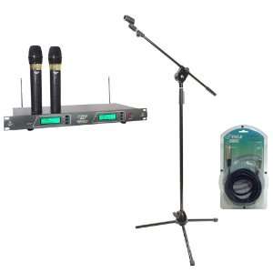  Pyle Mic and Stand Package   PDWM2550 19 Rack Mount Dual 