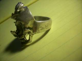   Thick Vintage Sterling Silver Harley Biker Skull Ring Jewelry  