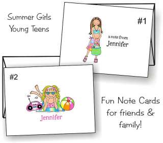 Personalized SUMMER GIRLS YOUNG TEEN Note Cards  