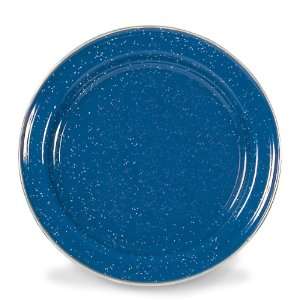   Dinner Plate with Stainless Steel Edge, Royal Blue