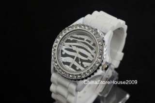   Silicone Jelly Girl Lady Teenagers Zebra Quartz Wrist Watch G3WT