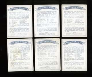 Offered is a lot of (6) cards from the 1936 The Game of Poker tobacco 