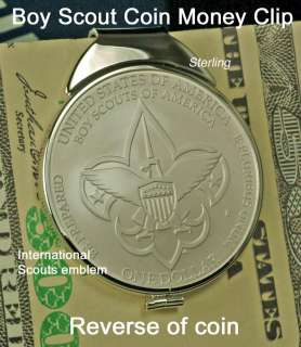 New Sterling Silver Boy Scouts Dollar Coin Money Clip  