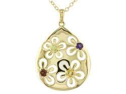 18K OVER STERLING SILVER PENDANT NECKLACE CHAIN AMETHYST PERIDOT 