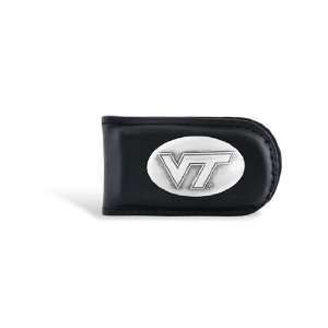  Virginia Tech Leather Black Magnetic Money Clip: Sports 