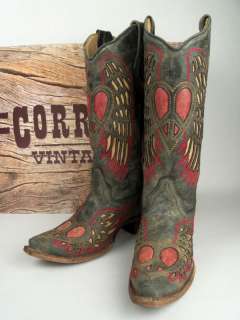 Corral Boots Ladies Black Ant Saddle Wing & Heart  