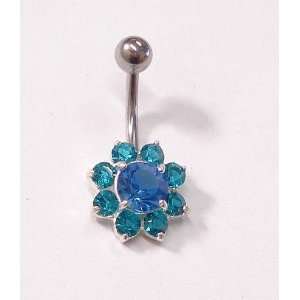  Blue and Teal Flower Belly Ring: Everything Else