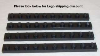 Legos Plate 1 x 10 Parts # 4477 Black Lot of 4 Pieces  