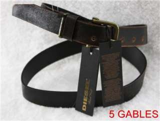 NWT DIESEL Mens BLACK GOLD Blackhalf Leather Belt CM105  