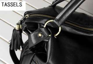 Fashion Womens Tassels Big Leather Tote Handbag Shoulder Cross Body 