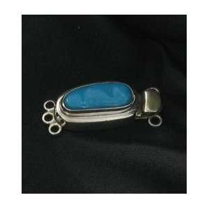  BEAUTIFUL BLUE BIRD TURQUOISE STERLING 3 STRAND CLASP 