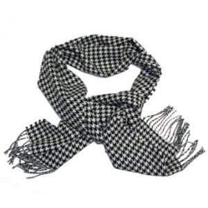  Cashmere Feel 12 x 72 Black & White Houndstooth Scarf 