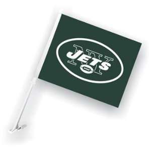  New York Jets NFL Car Flag W/Wall Bracket Set Of 2: Sports 