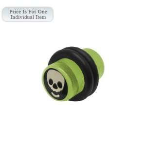  0 Gauge Skull Logo Acrylic Green Ear Plug: Jewelry