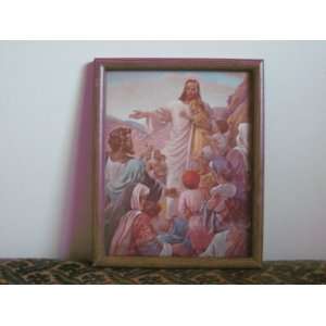 JESUS TALKING TO HIS FLOCK 1954 Framed Print   (Item #SD 44)
