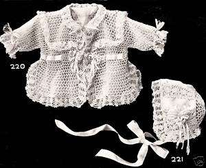 Vintage Antique Baby Sacque Hat Bonnet Crochet PATTERN  