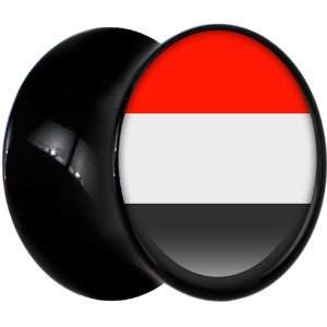  12mm Black Acrylic Yemen Flag Saddle Plug Jewelry