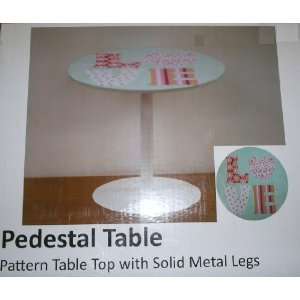  Love Pedestal Pattern Table with Solid Metal Legs 