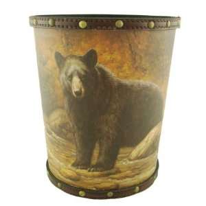  Bear Wastebasket with Leather Accents, 10 inch: Home 