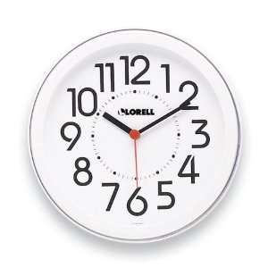   Clock, 9 in., Arabic Numerals, White Dial/White Frame